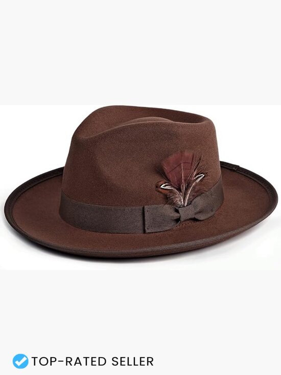 Classic Fedora Hat Wide Brim Felt Dress Panama Trilby Unisex Adjustable